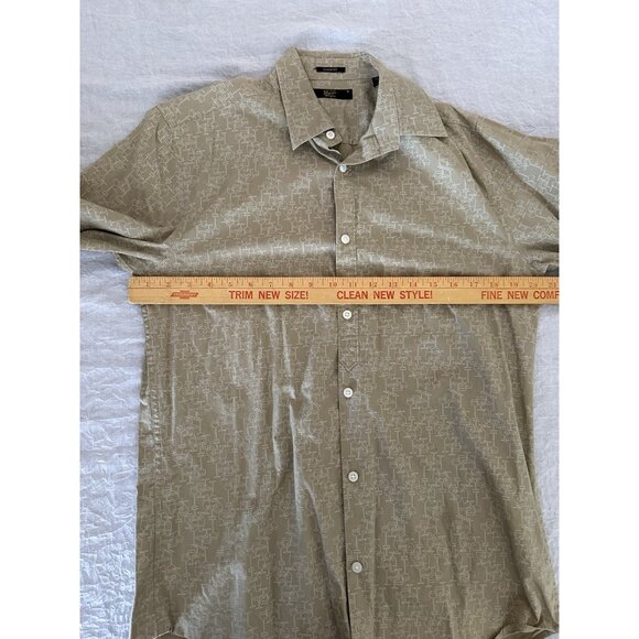 Original Penguin Shirt Men's Medium Button Up Long Sleeve Classic Fit Beige Wine - Picture 5 of 10